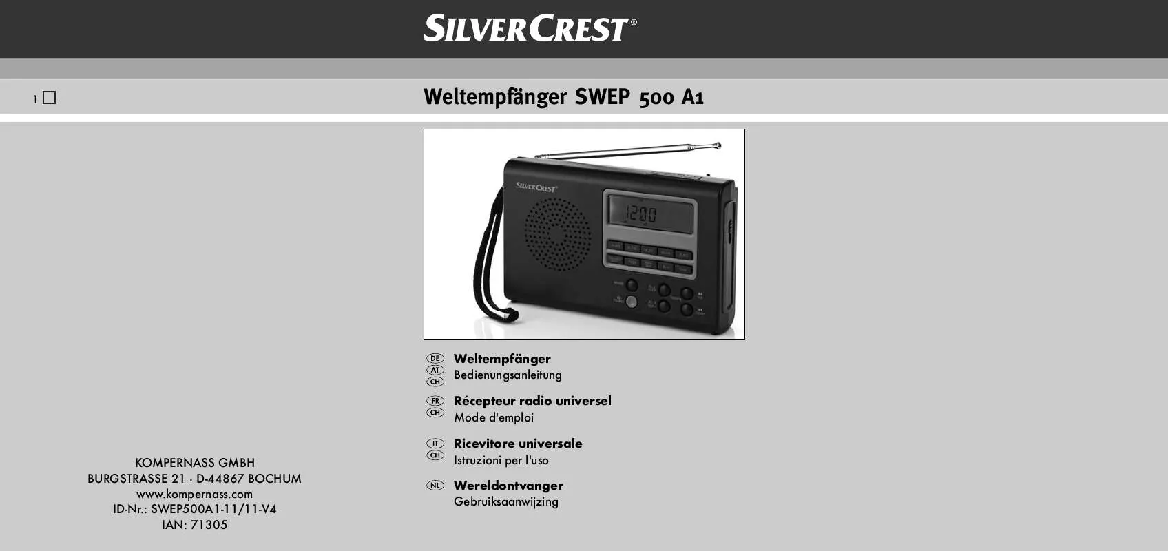 Mode d'emploi SILVERCREST SWEP 500 A1