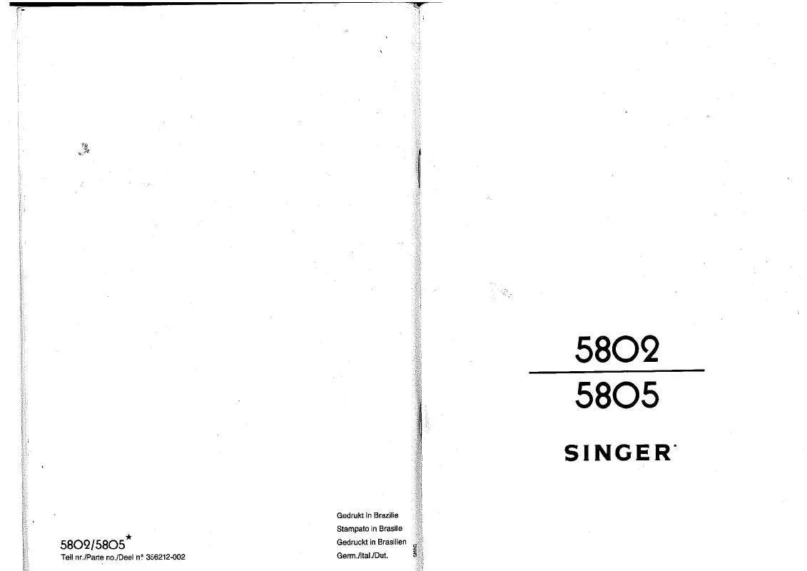 Mode d'emploi SINGER 5802