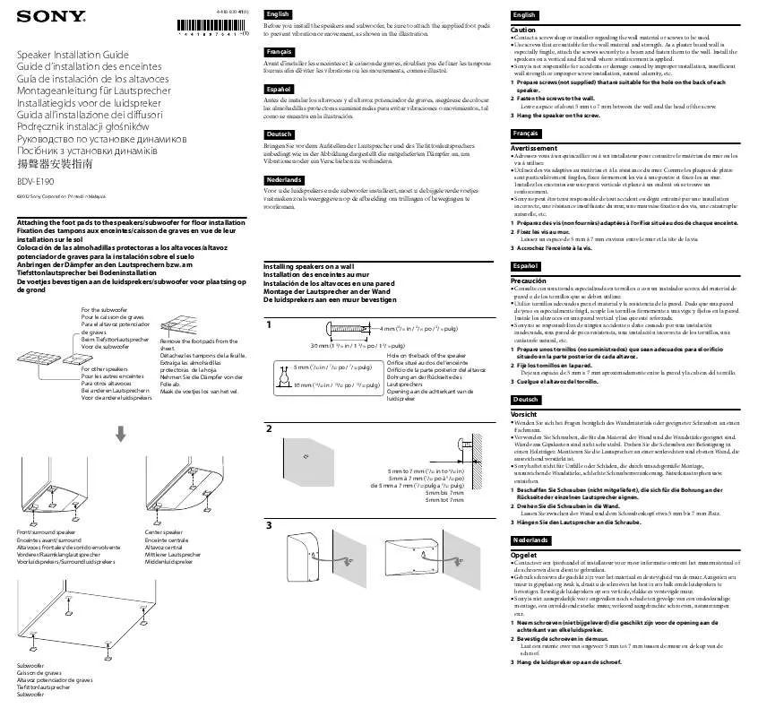 Mode d'emploi SONY BDV-E190