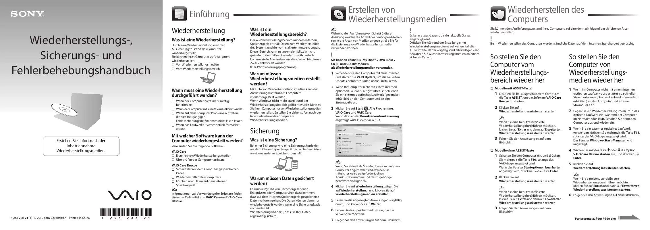 Mode d'emploi SONY VAIO VPC-EA3S1E/V