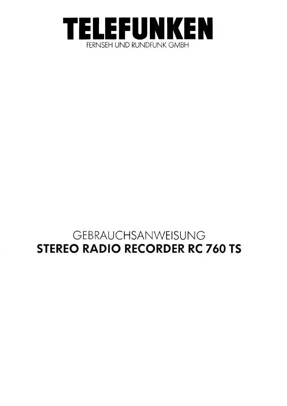 Mode d'emploi TELEFUNKEN RECORDER RC 760 TS
