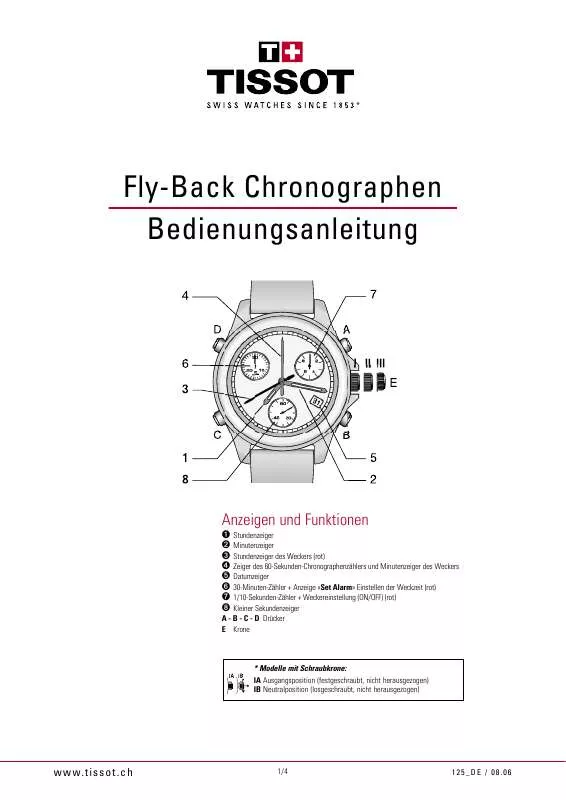 Mode d'emploi TISSOT FLY-BACK CHRONOGRAPHEN