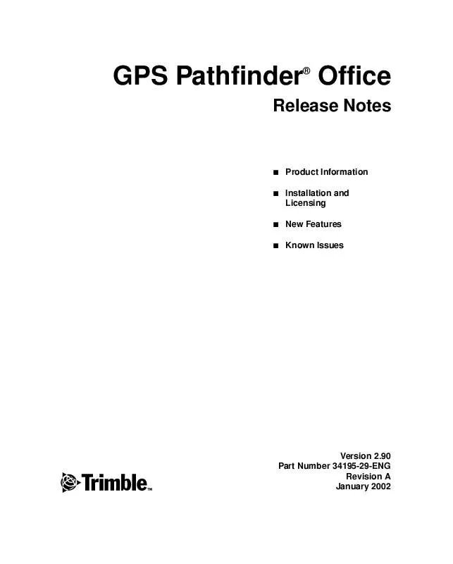 Mode d'emploi TRIMBLE GPS PATHFINDER OFFICE 2.90