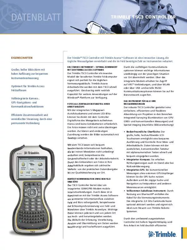 Mode d'emploi TRIMBLE TSC3