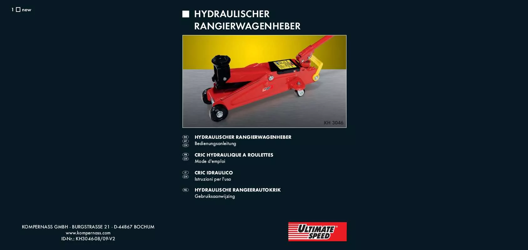 Mode d'emploi ULTIMATE SPEED KH 3046 HYDRAULIC TROLLEY JACK