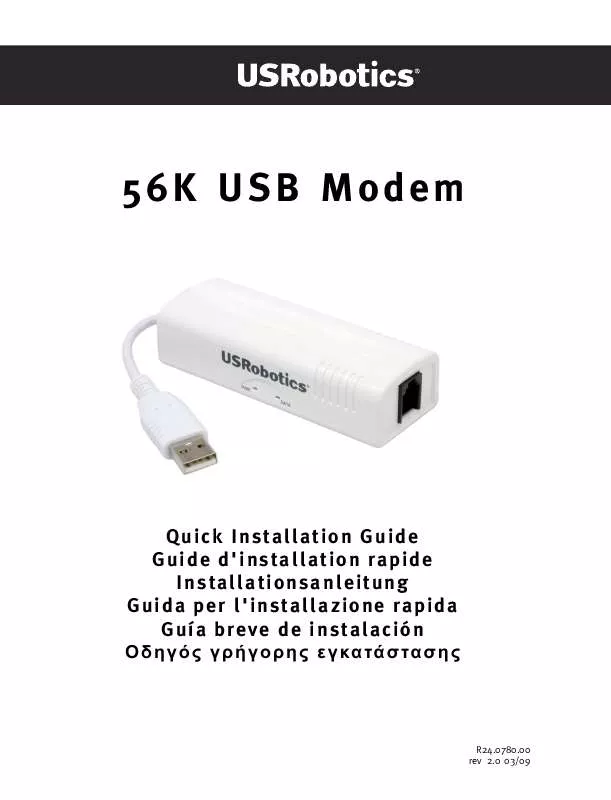 Mode d'emploi US ROBOTICS 56K USB MODEM