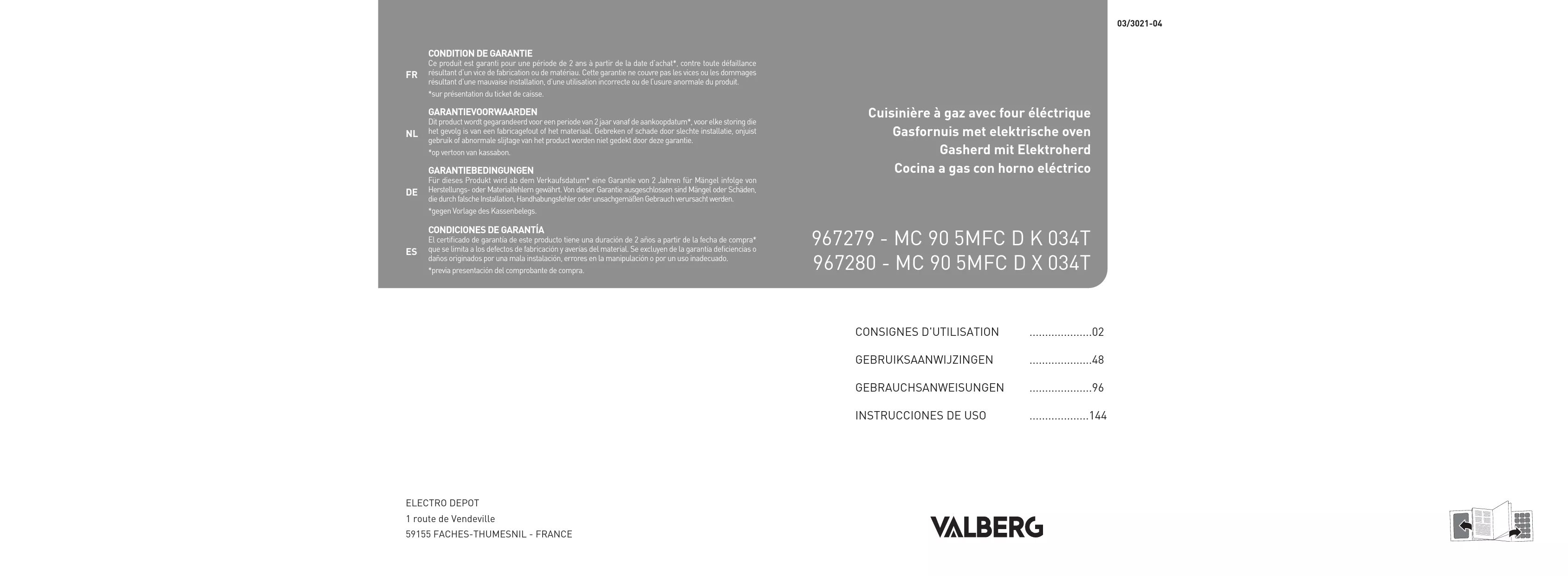 Mode d'emploi VALBERG MC 90 5MFC D K 034T