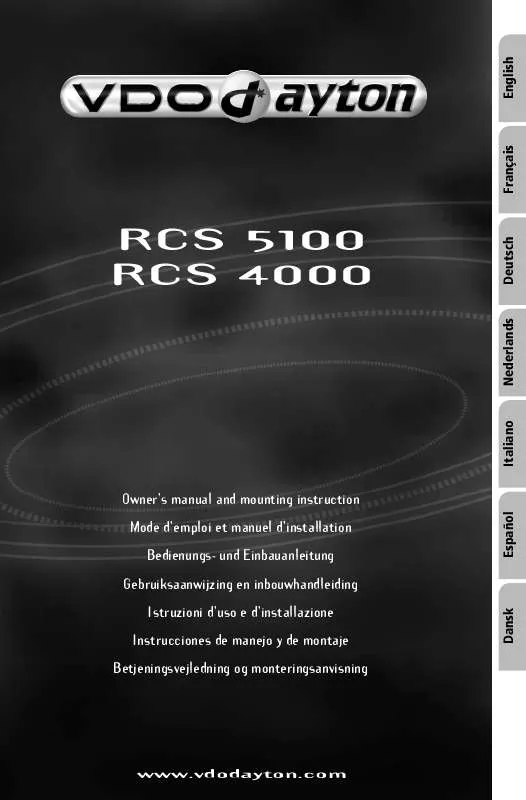 Mode d'emploi VDO DAYTON RCS 4000