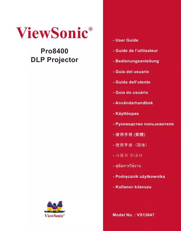 Mode d'emploi VIEWSONIC PRO8400