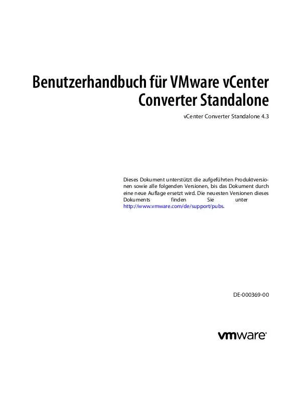 Mode d'emploi VMWARE CONVERTER STANDALONE 4.3