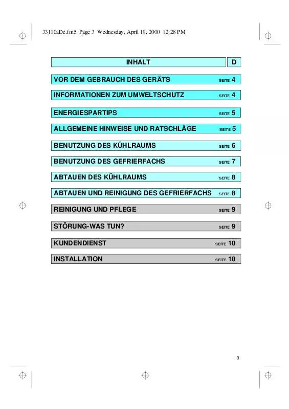 Mode d'emploi WHIRLPOOL 1 FFD-400