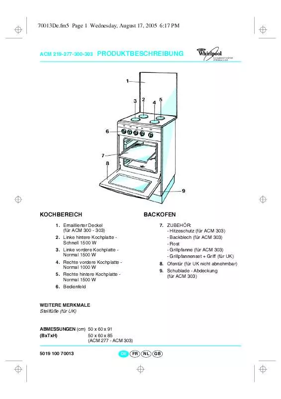 Mode d'emploi WHIRLPOOL ACM 300 WH