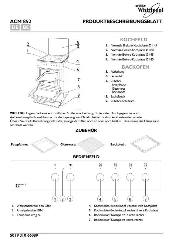 Mode d'emploi WHIRLPOOL ACM 852/WH WP