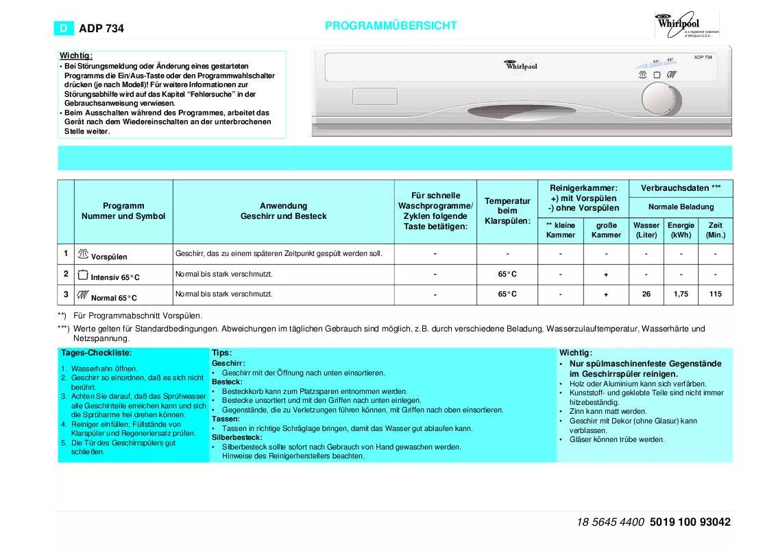 Mode d'emploi WHIRLPOOL ADG 734/2 AV