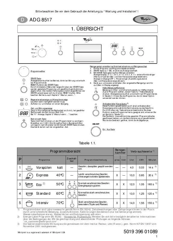 Mode d'emploi WHIRLPOOL ADG 8517/1 NB