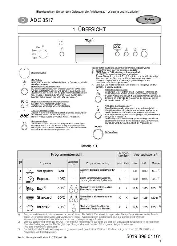 Mode d'emploi WHIRLPOOL ADG 8517/2 IX