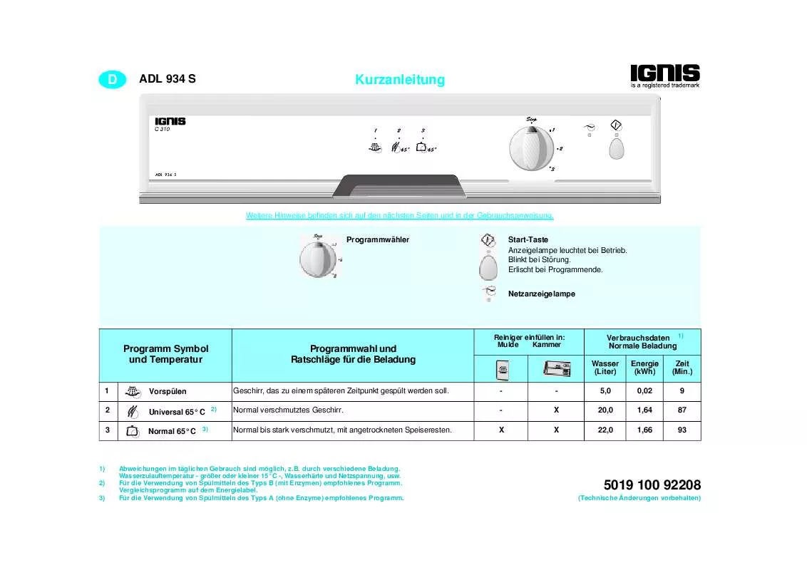 Mode d'emploi WHIRLPOOL ADL 934 S IX