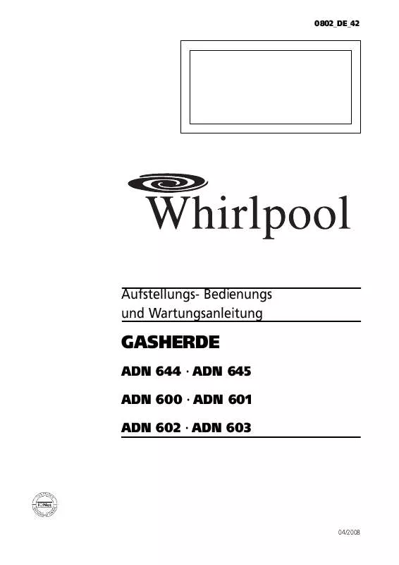 Mode d'emploi WHIRLPOOL ADN 600