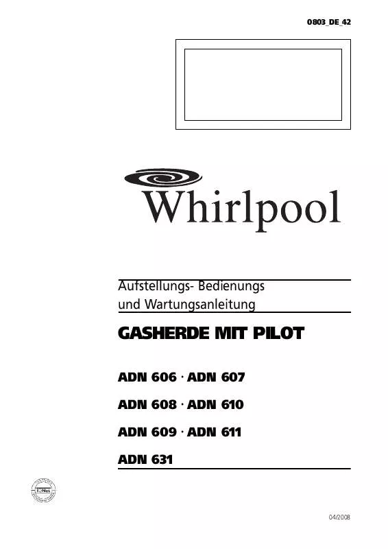 Mode d'emploi WHIRLPOOL ADN 606