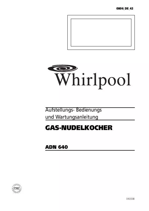 Mode d'emploi WHIRLPOOL ADN 640