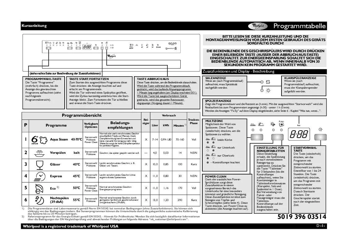 Mode d'emploi WHIRLPOOL ADP 6914 IX SPACE