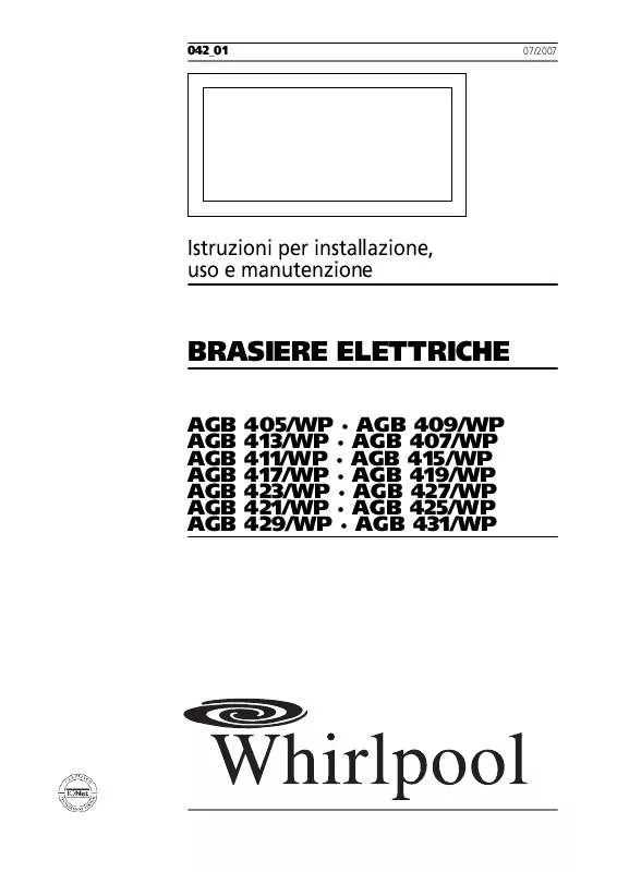 Mode d'emploi WHIRLPOOL AGB 405/WP