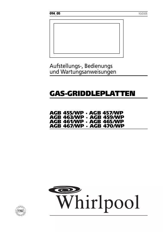 Mode d'emploi WHIRLPOOL AGB 457/WP