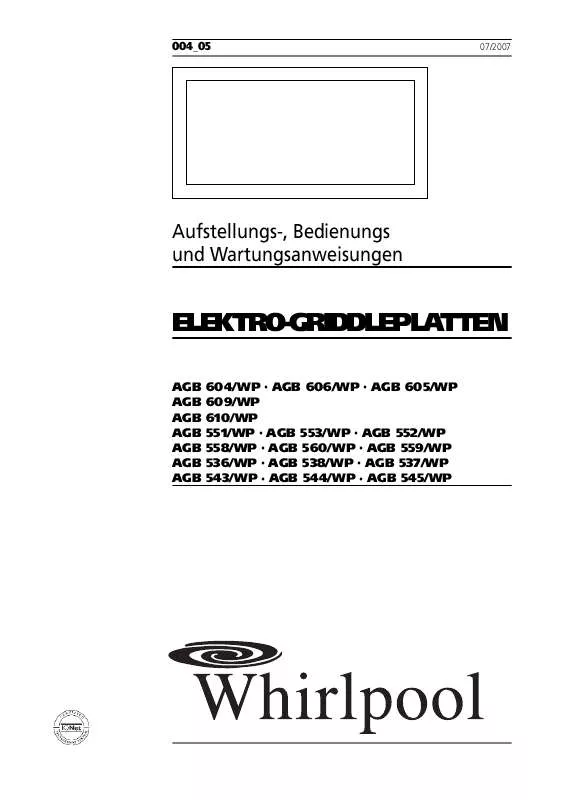 Mode d'emploi WHIRLPOOL AGB 560/WP