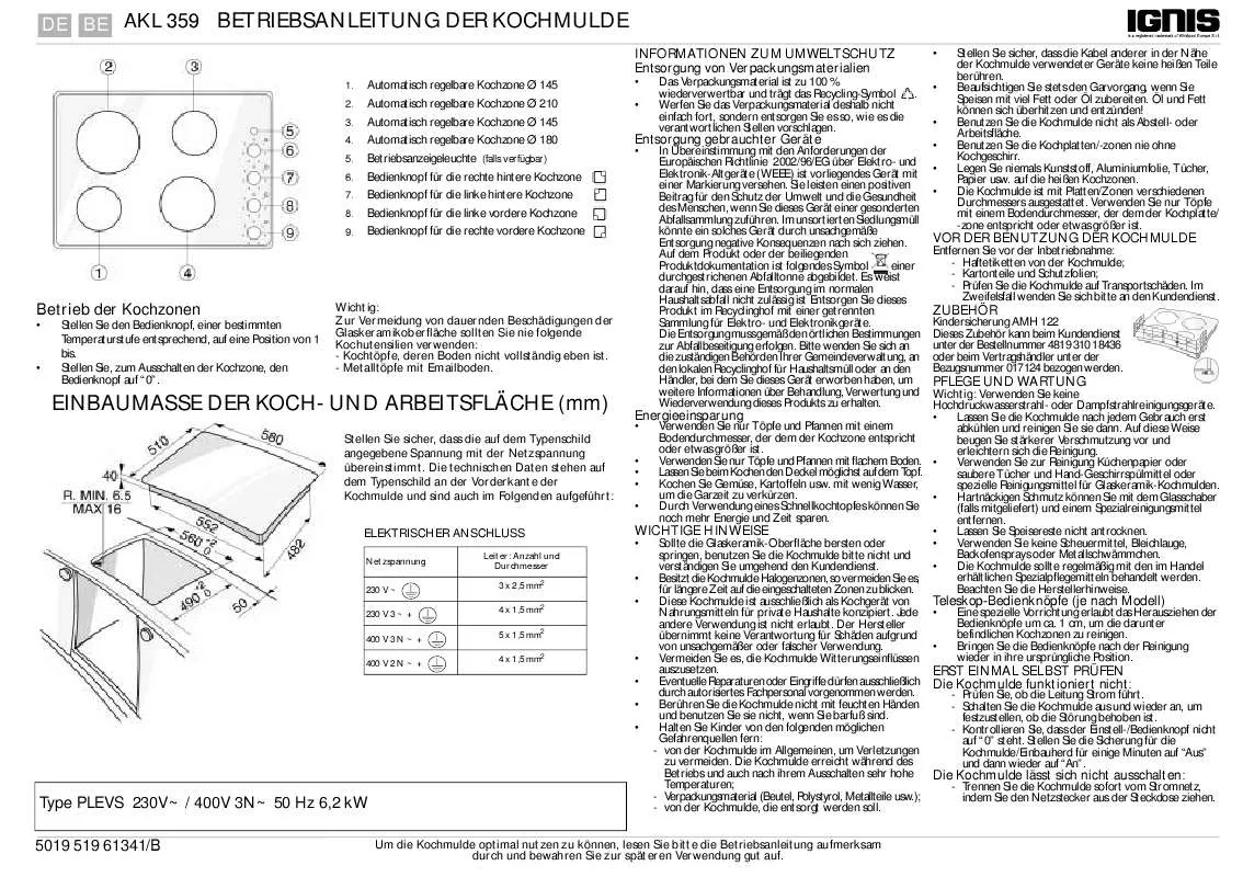 Mode d'emploi WHIRLPOOL AKL 359/NE/03