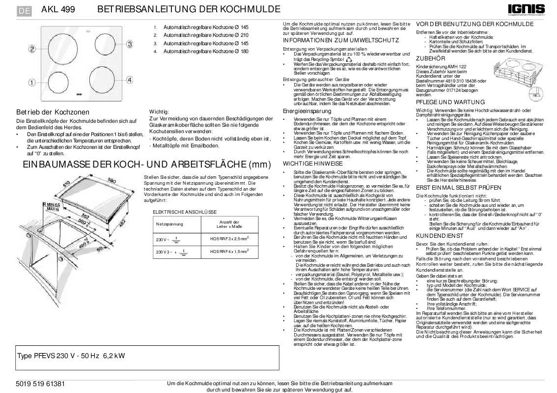 Mode d'emploi WHIRLPOOL AKL 499/NE/01