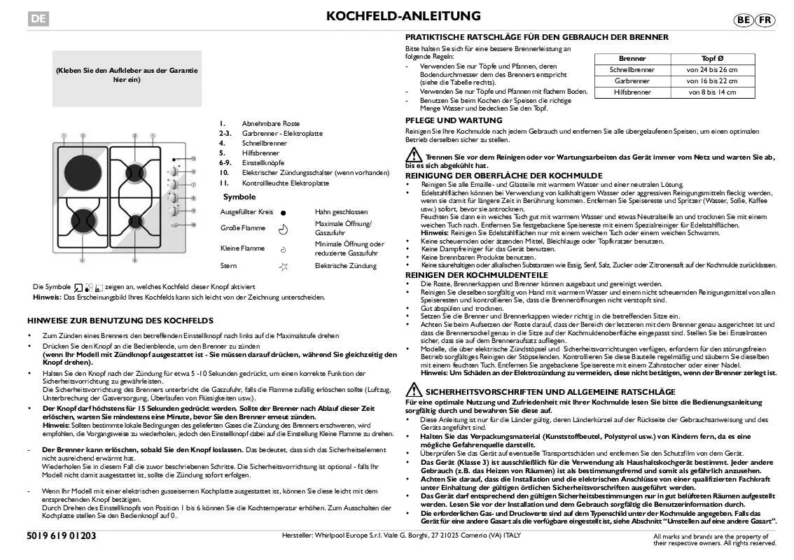 Mode d'emploi WHIRLPOOL AKM 203/IX