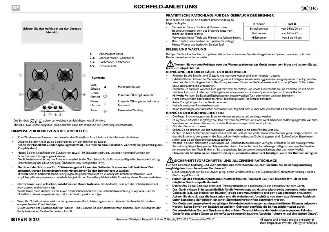 Mode d'emploi WHIRLPOOL AKM 515/IX/01