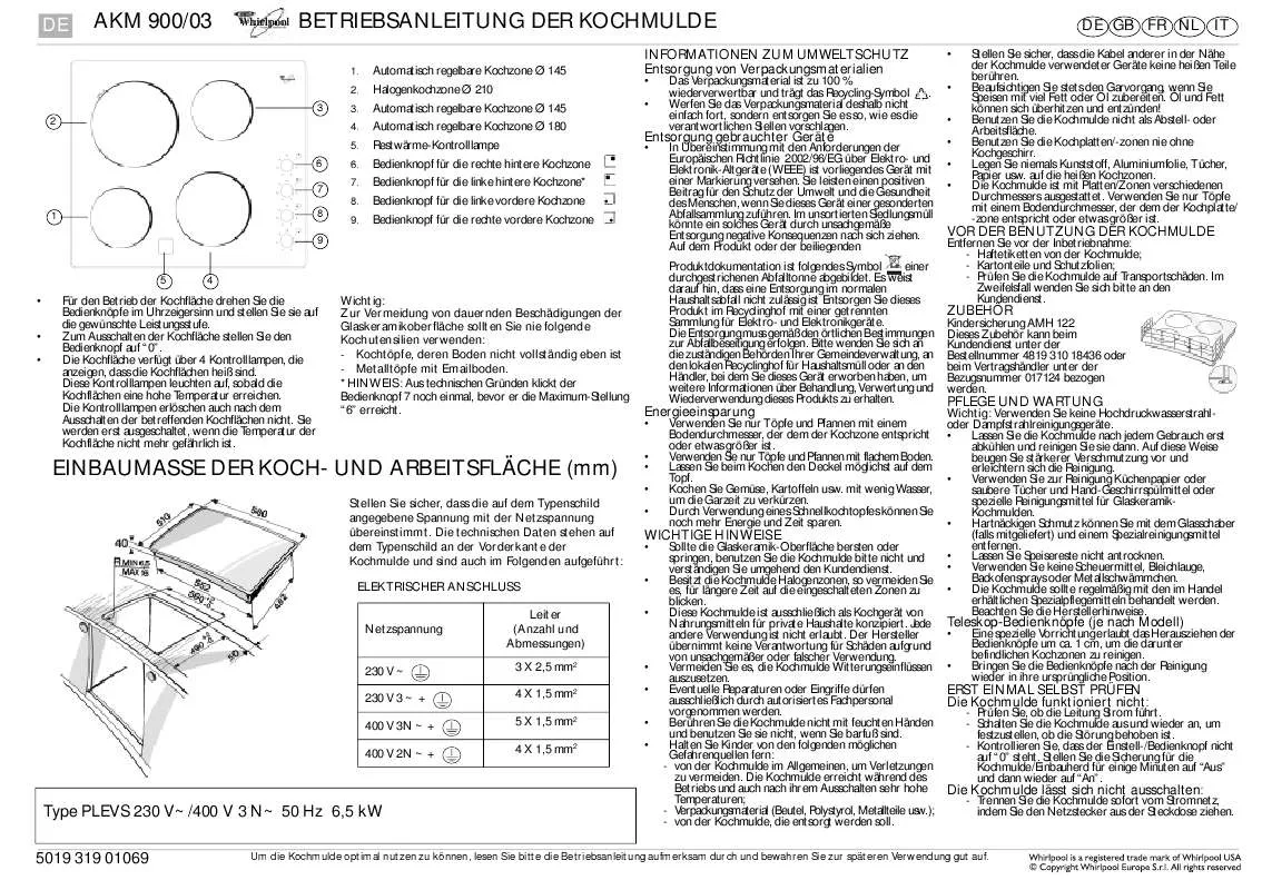 Mode d'emploi WHIRLPOOL AKM 900/NE/03