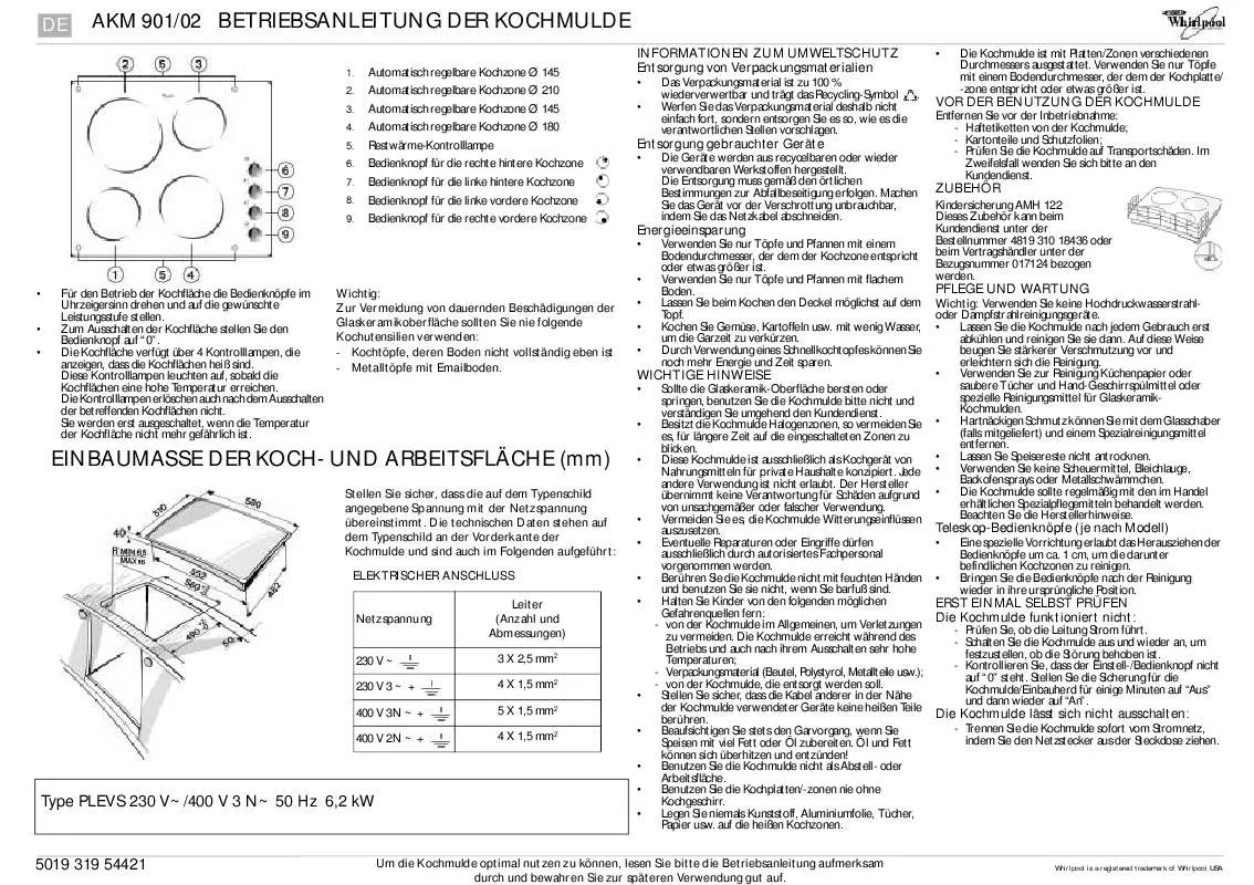 Mode d'emploi WHIRLPOOL AKM 901/NE/02