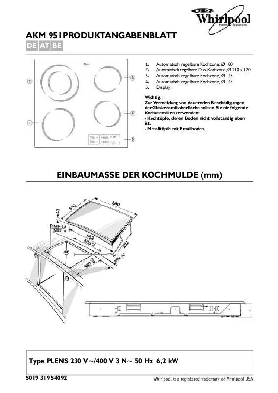 Mode d'emploi WHIRLPOOL AKM 951/G/IX/01