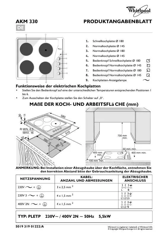 Mode d'emploi WHIRLPOOL AKM330/NB