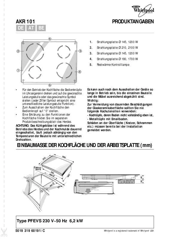 Mode d'emploi WHIRLPOOL AKR 101/AV