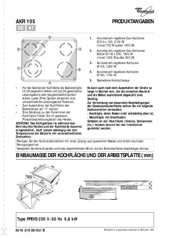 Mode d'emploi WHIRLPOOL AKR 105/AL