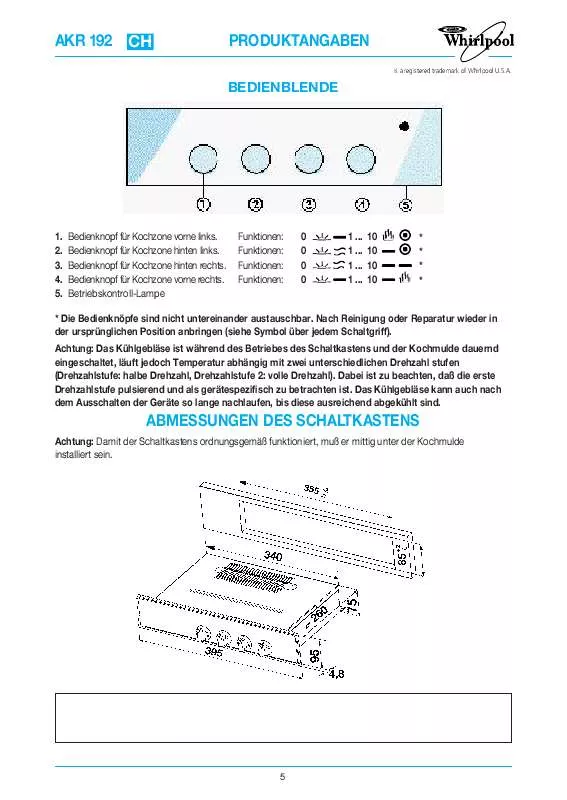 Mode d'emploi WHIRLPOOL AKR 192/WH/01