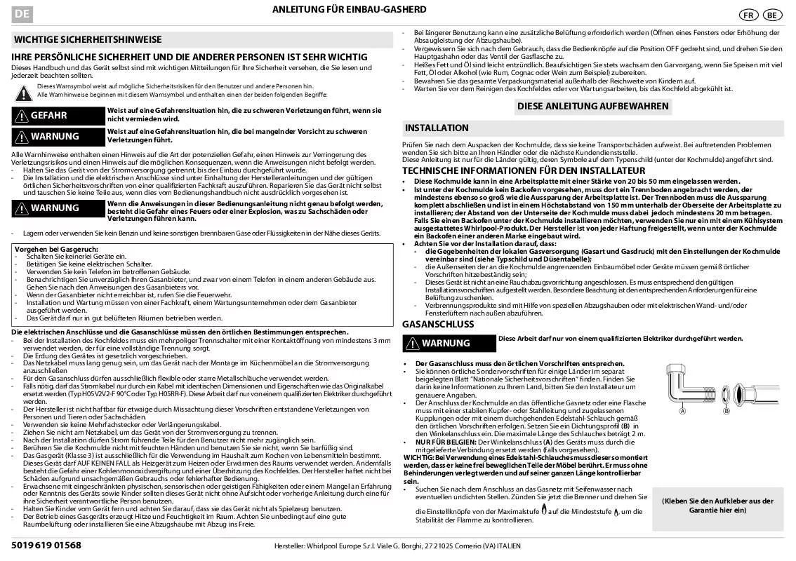 Mode d'emploi WHIRLPOOL AKR 331/IX