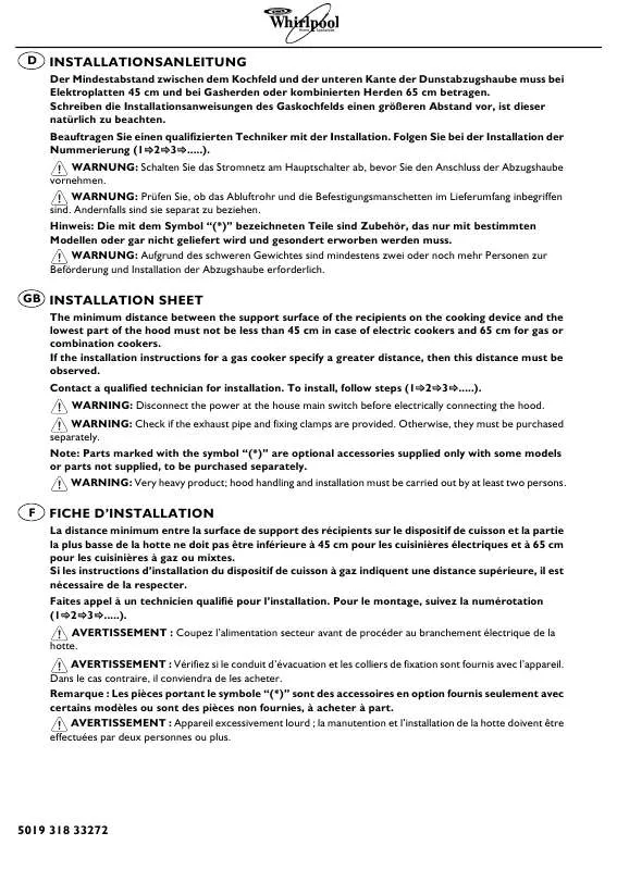 Mode d'emploi WHIRLPOOL AKR 550 MR