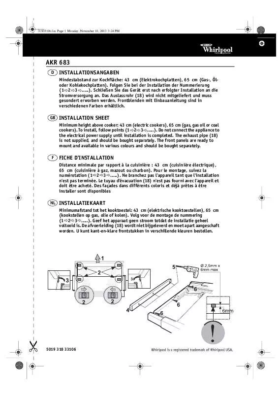 Mode d'emploi WHIRLPOOL AKR 683 GY-1