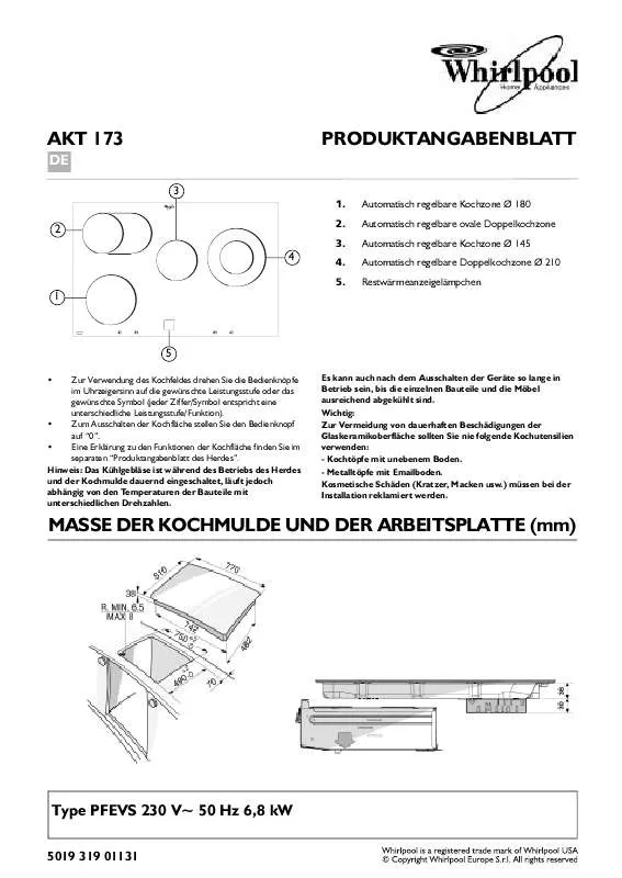 Mode d'emploi WHIRLPOOL AKT 173/IX