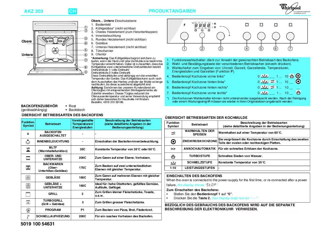 Mode d'emploi WHIRLPOOL AKZ 203