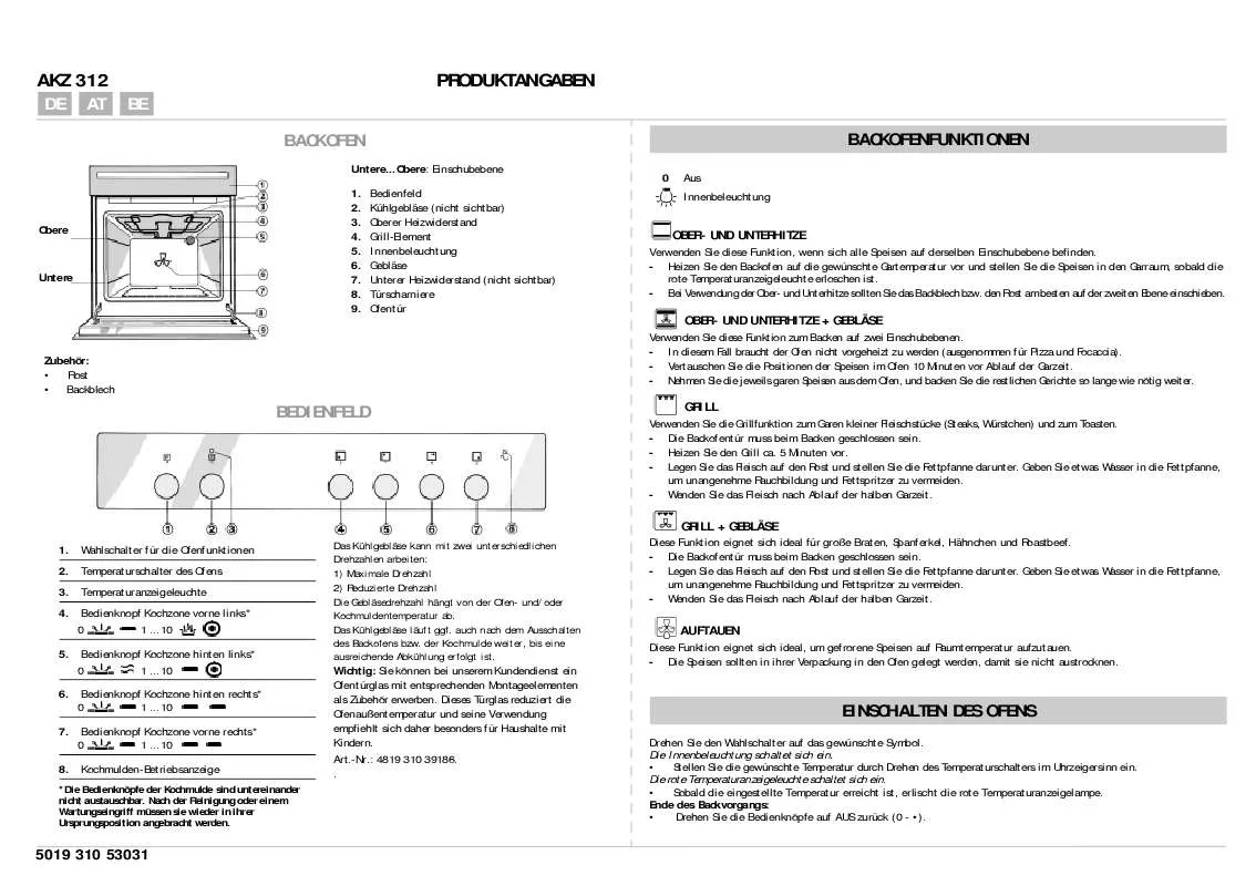 Mode d'emploi WHIRLPOOL AKZ 312 WH