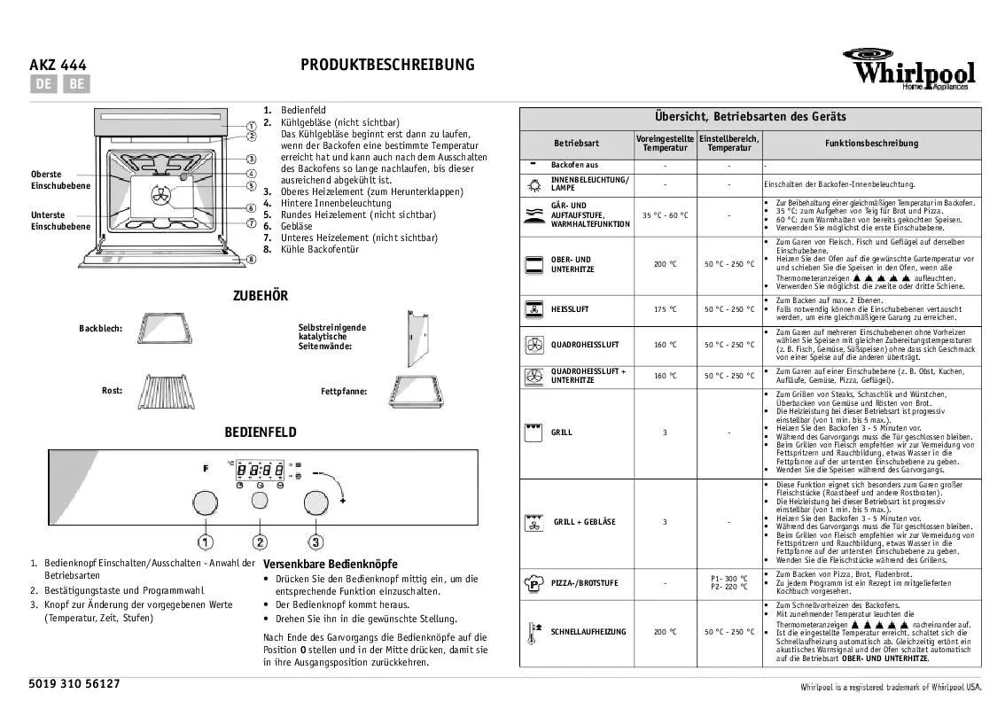 Mode d'emploi WHIRLPOOL AKZ 444 NB