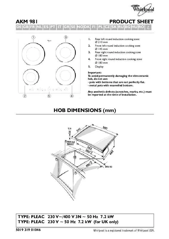 Mode d'emploi WHIRLPOOL AKZ 501 NB