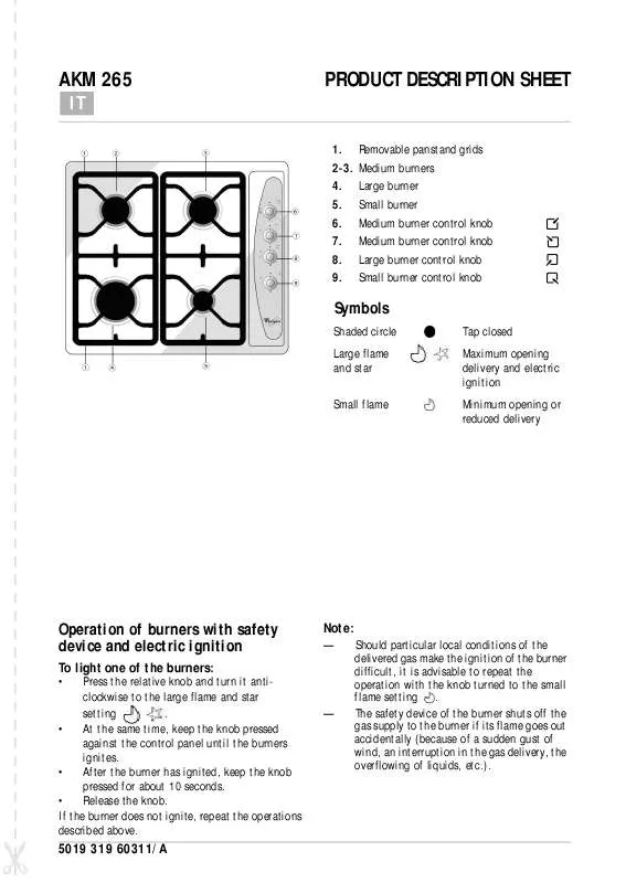 Mode d'emploi WHIRLPOOL ART 503/G