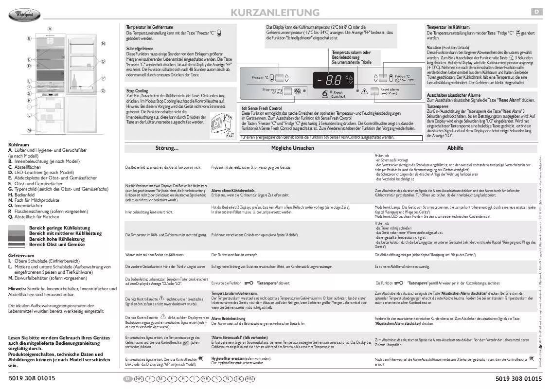 Mode d'emploi WHIRLPOOL ART 864/A