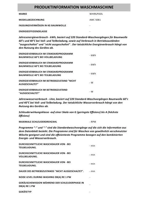 Mode d'emploi WHIRLPOOL AWC 5081